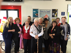 Entertainer Toni Stevens organised a special lunch for Bill, pictured here, surrounded by family and friends.